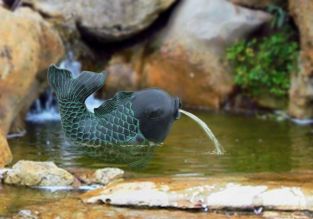 Gartenbrunnen Wasser spuckender Fisch